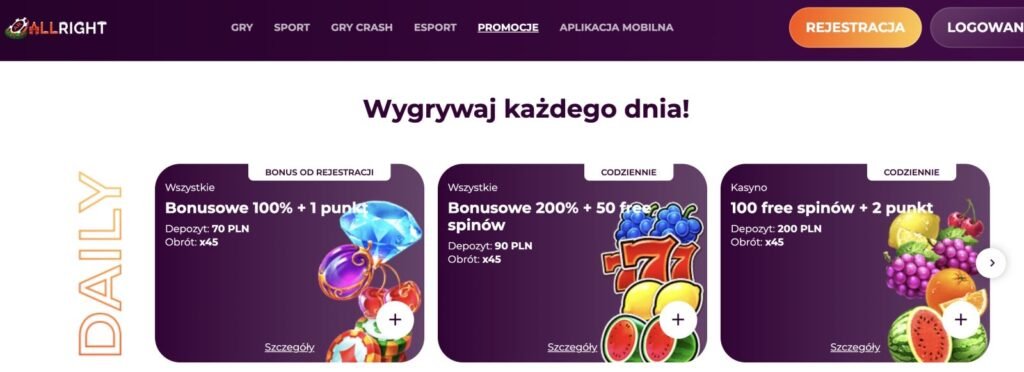 bonus bez depozytu All Right Casino bonus bez depozytu All Right Casino